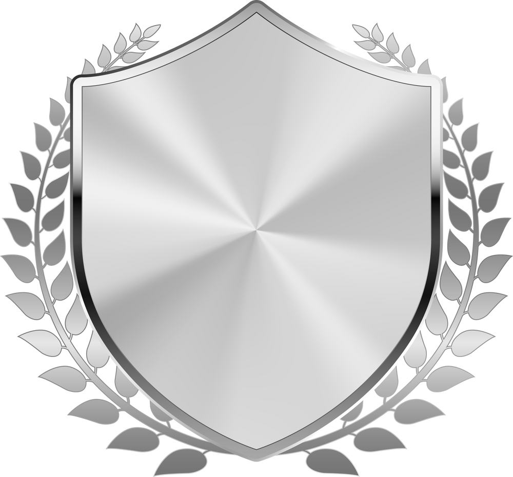 Silver Shield. Glossy Metal Badge.